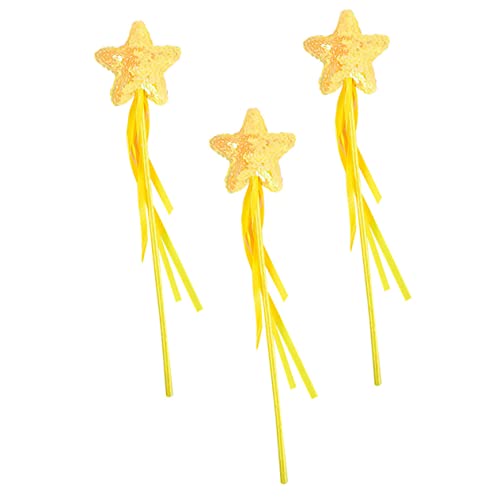 MOLUCKFU 3St Zauberstab tragbare Feenstäbe Feenstab für Kinder Flash-Kostüm Requisiten für Babyfotos heeloween Fairy Wand Party-Cosplay-Fee-Zauberstäbe dekorativer Feenstab Plastik Yellow von MOLUCKFU