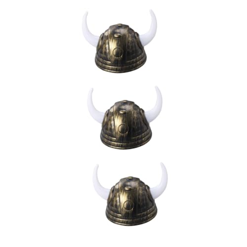 MOLUCKFU 3st Hornhüte Cowboyhut-ornamente Für Den Weihnachtsbaum Hörner Kostüm Stierhornhut Wikinger Zubehör Wikinger-kopfbedeckung Nordischer Wikingerhelm Wikingerkostüm Männer Golden von MOLUCKFU