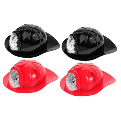 MOLUCKFU 4 Pcs Feuerwehrmann Hut Plastik Feuerwehrmann Hut Feuerwehrhelme Kinder Feuerwehrmann Kostüm Feuerwehrmann Kostüm Kinder Feuerwehrhelm Feuerwehr Feuerwehr Cosplay Hats Party Requisiten von MOLUCKFU