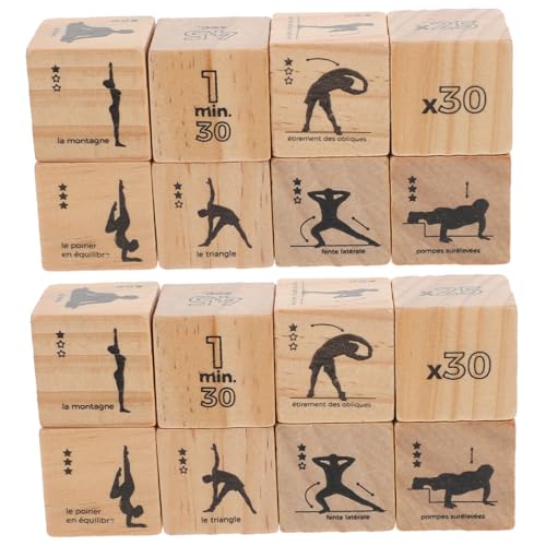 MOLUCKFU Exquisite Übungswürfel Aus Holz 4er-Pack Fitness-Workout-würfel-Set Yoga-würfel Für Sportspiele Und Party-Unterhaltung von MOLUCKFU