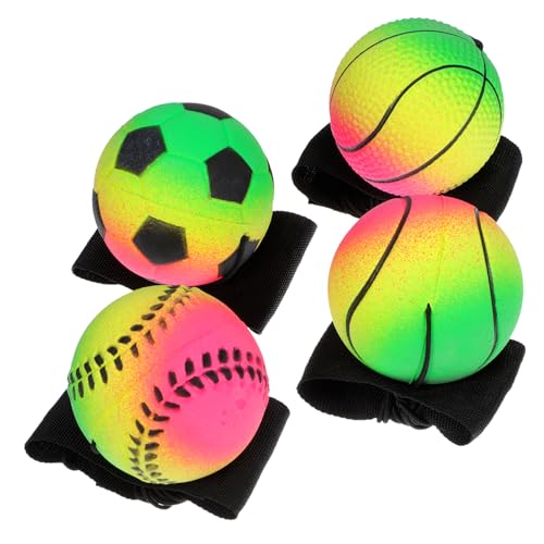 MOLUCKFU 4 Stück Hüpfender Ball Zappelball Sensorisches Bounce-Ball Für Das Handgelenk Stielspielzeug Sportspielzeug Völkerball Hummelkugel Spielzeugautos Ball Werfen Gummi von MOLUCKFU