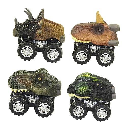 MOLUCKFU 4 Stück Kinder Lernspielzeug Spielzeug Frühes Lernen Spielzeug Pull Back Auto Spielzeug Mini Auto Spielzeug Dinosaurier Modell Dinosaurier Auto Spielzeug von MOLUCKFU