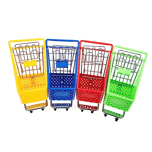 MOLUCKFU 4 Stück Mini-Einkaufswagen Einkaufswagen-Spielzeug Desktop-Dekorationen Mini-Puppenhaus kühlkorb einkaufskorb Storage Baskets Supermarkt-Handwagen- Supermarktwagenmodus Metall von MOLUCKFU