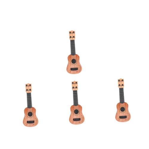 MOLUCKFU 4 Stück Mini-Ukulele Kleine Spielzeuggitarre Spielzeuginstrument Spielzeuggitarre Für Kleinkinder 1-3 Kinder-Ukulele-gitarrenspielzeug Kinderukulele Für Mädchen Light Brown Plastik von MOLUCKFU