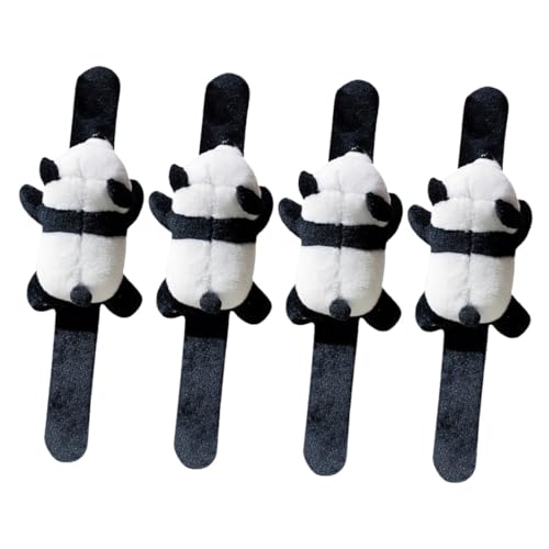 MOLUCKFU 4 Stück Panda-armband Gewichtetes Armbänder Für Nutztiere Bausätze Bausatz Babyspielzeug Ausgestopft Hase Gefüllter Plüsch Schlagarmband Kurzer Plüsch von MOLUCKFU