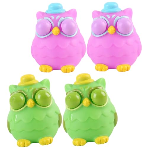 MOLUCKFU 4 Stück Pop-Eyed Eule Auffälliges Squeeze-Spielzeug tierischer Stressball Spielzeug für Kinder kinderspielzeug Fun Toy Zappelspielzeug zum Stressabbau Eulen-Squeeze-Spielzeug PVC von MOLUCKFU