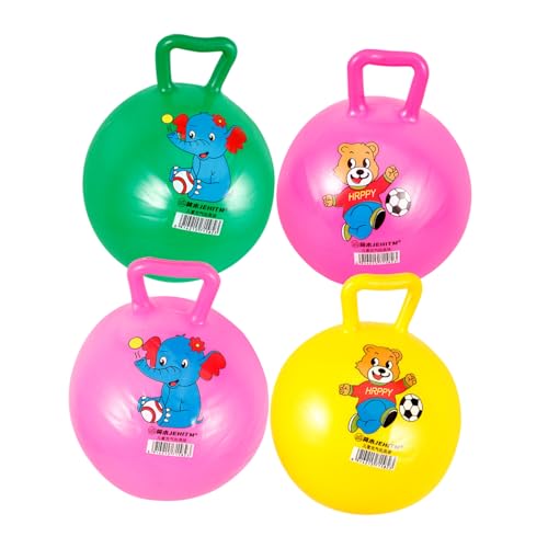 MOLUCKFU 4 Stück Schläger handhaben Hüpfball mit Griffen aufblasbar federnd Springender Ball hupfball für Kinder Activity für Kinder Spielzeug Kinder-Cartoon-Ball Cartoon-Bälle PVC von MOLUCKFU