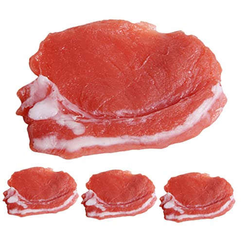 MOLUCKFU 4 Stück Schweinefleischimitat, Künstliches Fleisch, Kunstharz, Schweinefleischmodell, Simulation, Lebensechtes Fleisch, Simuliertes Schweinefleischscheibenmodell, Gefälschtes von MOLUCKFU