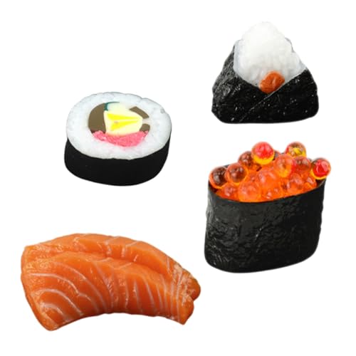 MOLUCKFU 4 Stück Simulation Lebensmittelmodell Sushi lebensechtes Onigiri-Modell Simulation Onigiri-Modell lebensechtes Lebensmittelmodell gefälschte Lebensmitteldekore PVC von MOLUCKFU