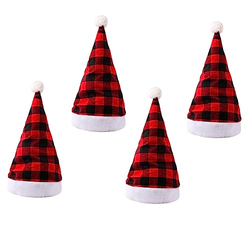 MOLUCKFU 4 Stück Weihnachtsmütze Partyhüte für Erwachsene weihnachtskostüm hut Hüte für Kinder Beanie-Mütze für Weihnachtsfeiern weihnachtsdeko weihnachtsmotiv Weihnachtskopfschmuck Plüsch von MOLUCKFU