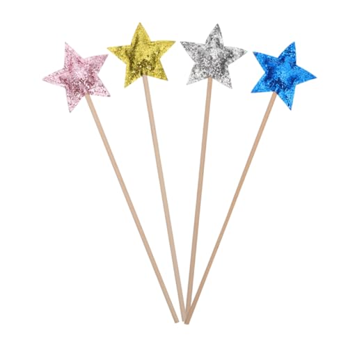 MOLUCKFU 4 Stück Zauberstab Fairy Wand Spielzeug für Kinder kreativ Spielzeug Toys Geburtstagsparty deko Sternenfee Zauberstäbe Sternenfee-Sticks Neuheit Feenstab Hexenstab Stoff von MOLUCKFU