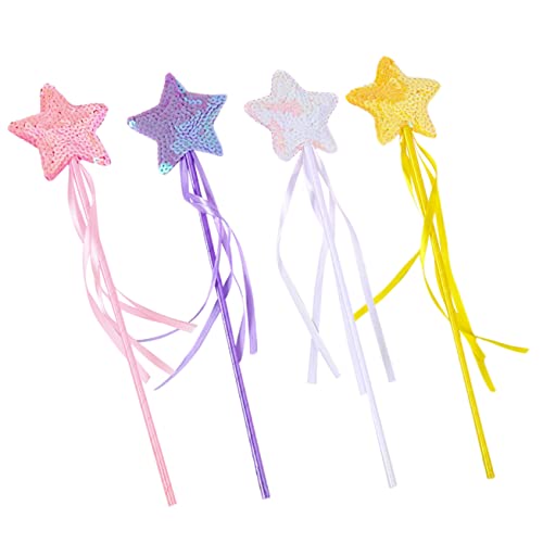 MOLUCKFU 4 Stück Zauberstab Feenstab Fairy Wand Toys for игрушки для девочек Party Supplies Party-Requisite kostüm glitzerstern stütze Hexenstab Partyzubehör PVC von MOLUCKFU