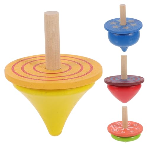 MOLUCKFU 4 Teiliges Set Holzspielzeug Für Bunte Handgefertigte Holzkreisel Pädagogisches Für Jungen Und ädchen Fördert Geschicklichkeit Und Kreativität von MOLUCKFU