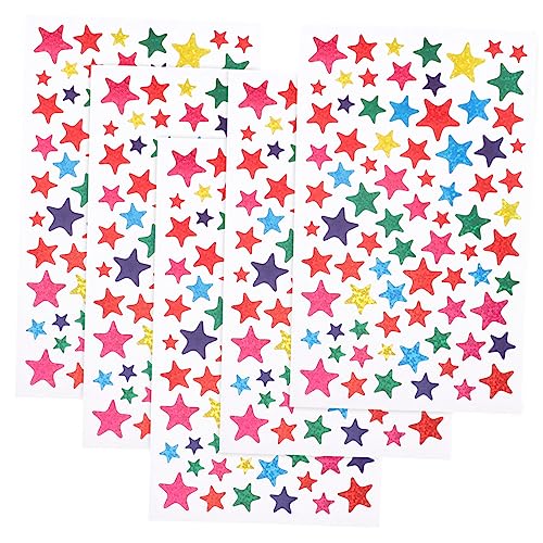 MOLUCKFU 5 Blätter Sternaufkleber Zum Basteln Belohnungssternaufkleber Für Kinder Kleine Aufkleber Für Kinder Sternaufkleber Für Aufkleber Für Kinder Bulk Colorful PVC von MOLUCKFU