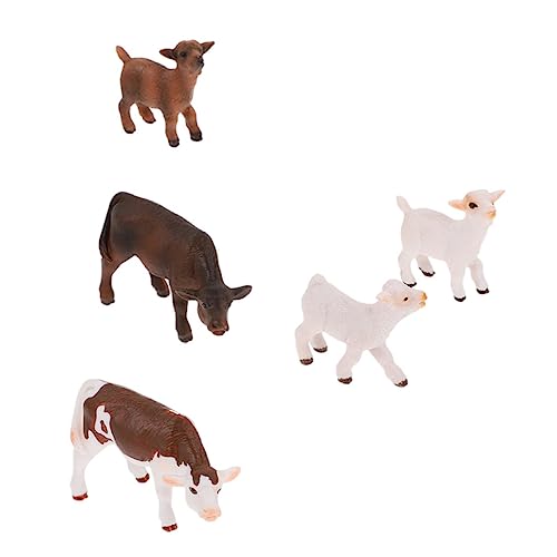 MOLUCKFU 5 STK Simulierte Tiere Simulierte Tierverzierung Mini-nutztierfiguren Nutztier Figur Kuh Spielzeug Stier Spielzeug Bauernhoftiere Spielzeug Für Kinder 3-5 Schaffiguren PVC von MOLUCKFU