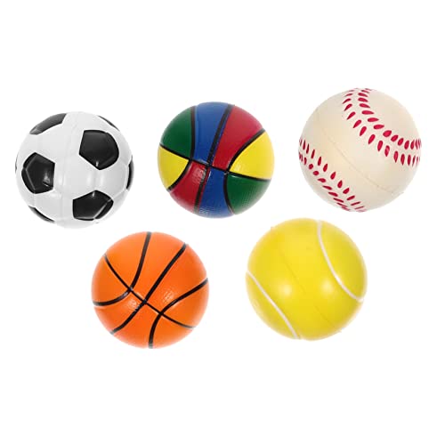 MOLUCKFU 5er Set Bälle Für Stressbälle Weiche PU Bälle Basketball Fußball Baseball Tennis Und Buntem Design Ideale Spielzeuge Für Stressabbau Und Bildung von MOLUCKFU