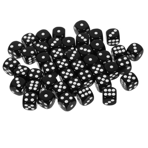 MOLUCKFU 50 Stück Schwarze Würfel spielwürfel spielewürfel Würfelspielspielzeug Würfel-Requisiten Würfeln Brettspiel-Tool Spiel Requisiten Spielzeugwürfel Würfel für Partyspiele Acryl Black von MOLUCKFU