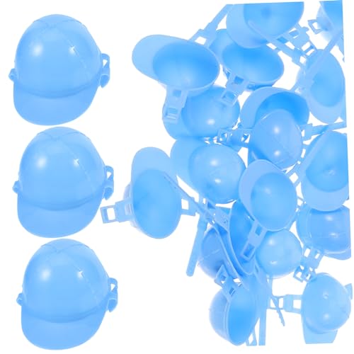 MOLUCKFU 50 Stück halllowen heeloween kuchendekoration Safety Cap geburtstagseinladungen Mini-Sicherheitshut-Dekor Schutzhelm für Haustiere Haustier Helm Haustier Hut Dekor Plastik Sky-Blue von MOLUCKFU