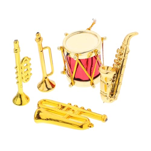 MOLUCKFU 5st Miniatur-musikinstrumente Mini-instrumentendekor Saxophon Für Kinder Trompetenmodell Mini-Musikinstrument-Requisite Kleines Instrumentenmodell Puppenzubehör Plastik Golden von MOLUCKFU