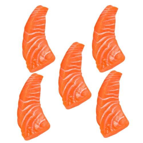 MOLUCKFU 5st Simulation Lachs Obst Realistischer Gefälschter Lachs Fälschung Schüssel Fischfleisch Modelle Künstlich Lachs-Modell Simulation Von Lachsmodellen Orange PVC von MOLUCKFU