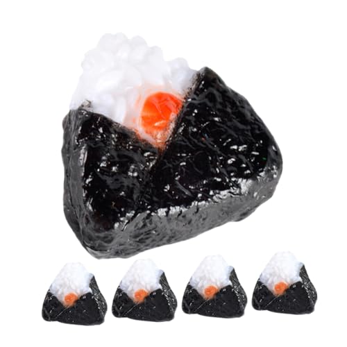 MOLUCKFU 5st Sushi-reisbällchen Winzige Reisbällchen-Ornamente Miniatur-Display-Essen Miniatur-puppensnack Puppenhaus-Snack Miniatur-puppenfutter Winziges Essen Miniatur-dekor Black PVC von MOLUCKFU