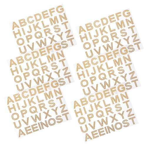 MOLUCKFU 6 Blätter Acryl-Buchstaben-Strassaufkleber Strass zum Basteln Handyhüllen-Charme Buchstabenaufkleber DIY-Aufkleber für die Handyhülle Glitzer-Buchstaben-Aufkleber Golden von MOLUCKFU