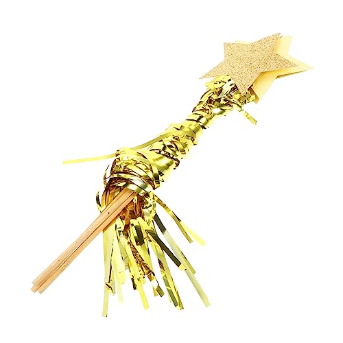 MOLUCKFU 6 STK Zauberstab Der Regenfee Partyfee Zauberstab Sternstabstab Hochzeit Party-Streamer-zauberstäbe Feenstab Party-fee-Stick Feenhafter Zauberstab Party-Star-zauberstab Golden Holz von MOLUCKFU