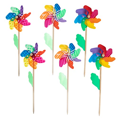 MOLUCKFU Windrad Klein 6er Set Bunte Pinwheels 18cm DIY Windmühlen Garten Dekoration Für Rotierende Windräder Für Feste Und Partys Windrad Kinder Klein von MOLUCKFU