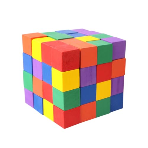 MOLUCKFU 60St farbige Bausteine Gebäude Platz Kunst Bauspielzeug Geometrie-Puzzle Lernspiel für geometrische Bausteine mit geometrischen Blöcken blockiert hölzern von MOLUCKFU