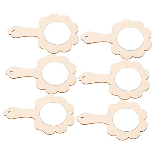 MOLUCKFU 6St Holzspiegel schminke eulenspiegel basteln für Toys for zabawki stymulujące rozwój Mädchen Aufkleber tragbarer Spiegel entzückende Kinderspiegel hölzern Khaki von MOLUCKFU