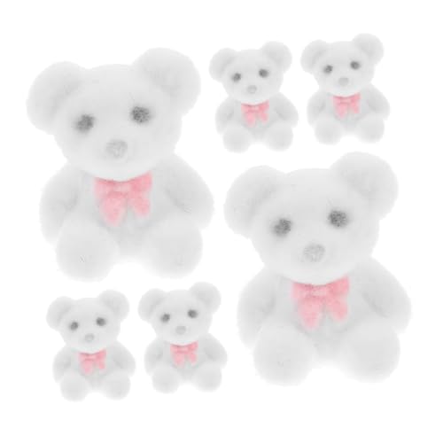 MOLUCKFU 6St Mini-Bärpuppe Party Hochzeit Dekoration Flocktier Dekoration Plüschtiere für Hochzeiten Plüsch Tiere Plüschtierdekor weiche Bären tierische Dekorationen PVC Weiß von MOLUCKFU