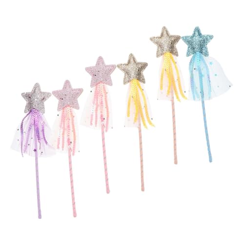 MOLUCKFU 6St Welt Mini Fidget lustige Fairy Wand Toys mädchen Sternförmige Feenstäbe Hexenstab Feenstab Pailletten von MOLUCKFU