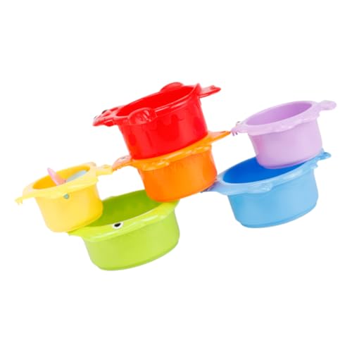 MOLUCKFU 6st Bunte Tasse Spielzeug Strand Stapelbecher Für Babys Von 6-12 Monaten Badewanne Kinder Intelligentes Spielzeug Spiel Zum Stapeln Von Bechern Badespielzeug Plastik von MOLUCKFU