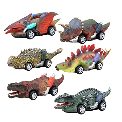 MOLUCKFU 6st Dinosaurier Ziehen Auto Zurück Dinosaurierfiguren Spielzeug-Modell Spielzeugautos Spielen Figur Spielzeug Zurückziehen Trägheitsauto Spielzeug Schiebespielzeug Plastik von MOLUCKFU