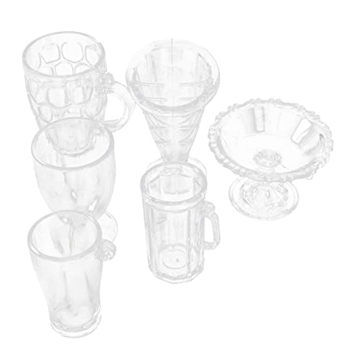 MOLUCKFU 6st Mini-küchenutensilien Mini-hausutensilien Puppenhauszubehör Miniteller Mini-Tasse Mini- - Dekorationen Miniaturen Mini-küchenzubehör Miniaturplatten Plastik Transparent von MOLUCKFU