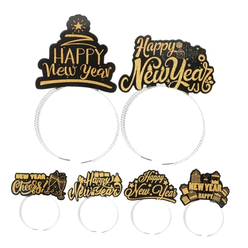 MOLUCKFU 6st Neues Jahr Stirnband Silvester Stirnbänder Silvester-party-accessoires Urlaub Stirnbänder Haarband Für Die Neujahrsparty Silvester-accessoires Frohes Neues Stirnband Papier von MOLUCKFU