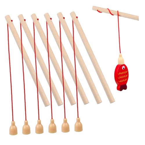 MOLUCKFU 8st Angelrute Aus Holz Angelrute Für Kinder Spielen Magnetisches Angelspielzeug Lehrspielzeug Magnetisches Angelrutenspiel Spielzeug Zum Fangen Von Fischen Haken Pole Außen Hölzern von MOLUCKFU