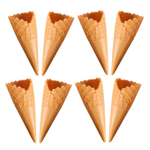 MOLUCKFU 8st Knuspriges Kegelmodell Modelle Für Eistüten Platte Waffelkegel Realistisch Eismaschine Eistütenpflanzer Gefälschte Eiswaffel Eiscreme EIS PVC Light Brown von MOLUCKFU