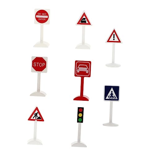 MOLUCKFU 8st Verkehrszeichen-Ornamente Spielzeug-stoppschilder Mini-straßenschild Puzzle-Spielzeug Haushaltswaren Dekor Verkehrszeichen Aus Spielzeug Lernspielzeug Miniband Colorful Plastik von MOLUCKFU