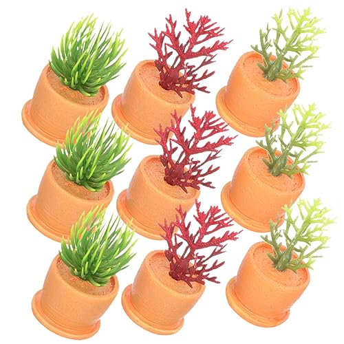 MOLUCKFU 9St Mini-Blumentopf künstliche Pflanzen Mini-Topfpflanze Miniatur Moosdekor künstliche Blumen microanlagen Micro Plants kunstpflanze Bonsai-Modell Mini-Hausdekoration Harz von MOLUCKFU