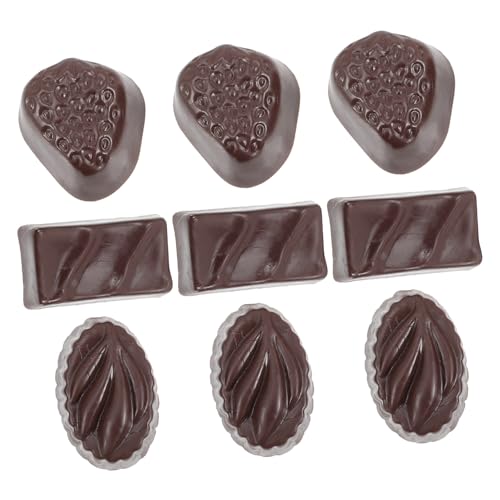 MOLUCKFU 9st Simulationsschokolade Pralinen Realistische Schokolade Dekorative Schokolade Modellierschokolade Faux-Dessert Schokoladen-anhänger Gefälschte Schokoladenmasse Anzeige PVC von MOLUCKFU