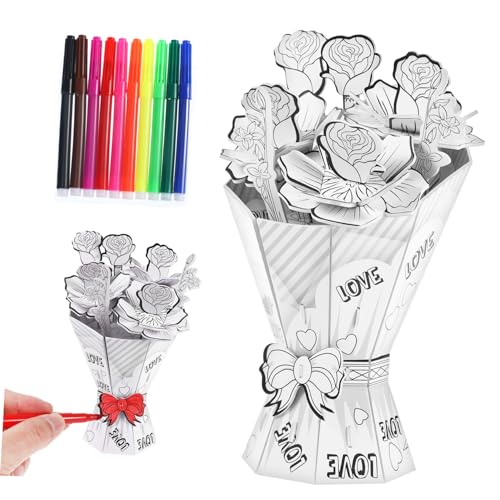 MOLUCKFU Dreidimensionales Papierpuzzle 3D Blumenpuzzle Mädchengeschenk 3D Puzzles Für Kinder Baustein Blumen Papierpuzzles Bauen Von Blumenspielzeug 3D Puzzles Für Erwachsene von MOLUCKFU