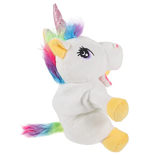 MOLUCKFU Einhorn Handpuppe -handpuppe Handpuppen Einhorn Spielzeug Tierisches Handspielzeug Plüschpuppenspielzeug Lebensechte Einhornpuppe Plüschtier Tiere Handpuppe Pp Baumwolle Weiß von MOLUCKFU