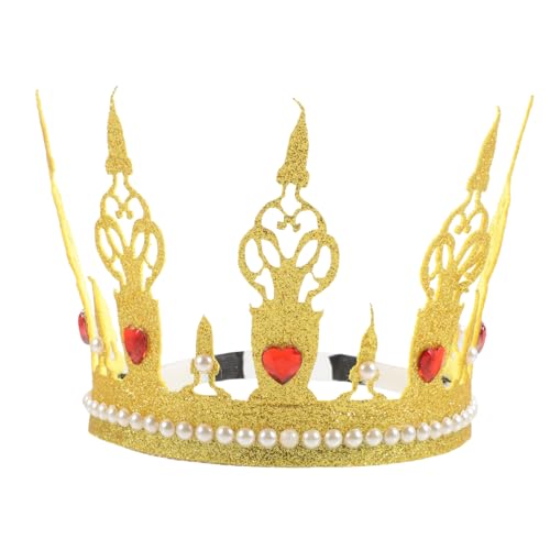 MOLUCKFU Geburtstags Stirnbänder Strasssteine Goldener Stoff Tiara Krone Krone Für Kinder Krone Stirnband Für Kinder Perle von MOLUCKFU