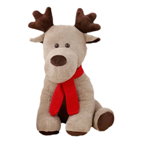 MOLUCKFU Gefüllte Elchpuppe Für Weihnachten Niedliches Stofftier Mit Schal üschpuppe Desktop Ornament Ideal Für Kinder Und Erwachsene Hochwertiges von MOLUCKFU