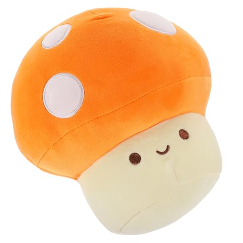 MOLUCKFU Kawaii Kuscheltier Gefüllter Pilz Aus Pp Baumwolle Orangefarbenes Pilzdekor Spielzeugtiere Pilzkissen Baby Kuscheltier von MOLUCKFU