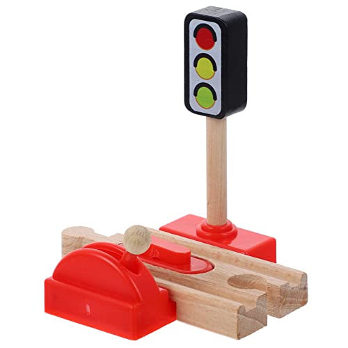 MOLUCKFU Gleiszubehör Zug Ampelschilder Rollenspiel Zug Bahnübergang Mini Tankstelle Modellbahnzubehör Eisenbahn Spielset Ampel Spielzeug Spielzeug Holz von MOLUCKFU