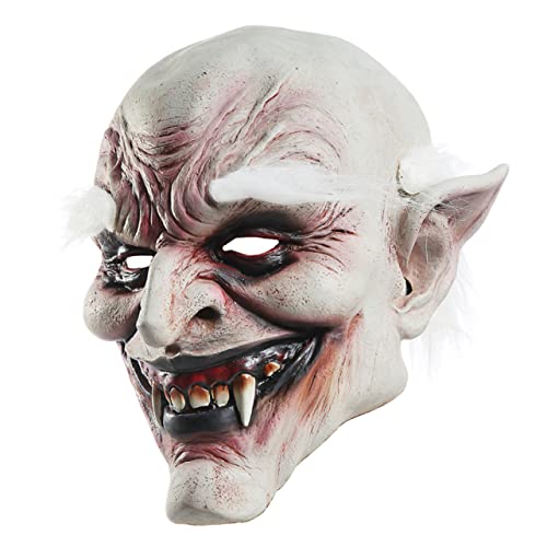 MOLUCKFU Halloween Horrormaske Geistermaske Mit Weißen Augenbrauen Gruselige Cosplay Maske Für Kostümpartys Zombies Und Halloween Events von MOLUCKFU