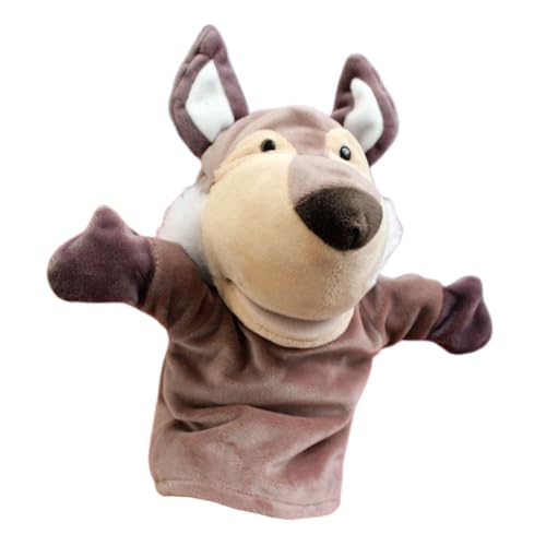 MOLUCKFU Handpuppe Wolf Hand Puppet handspielpuppen Kinderhandpuppe Kuschelhandpuppe Handpuppe für Rollenspiele Spielzeug Tierische Handpuppe Handpuppen für Babys Wolf Handpuppe Plüsch von MOLUCKFU