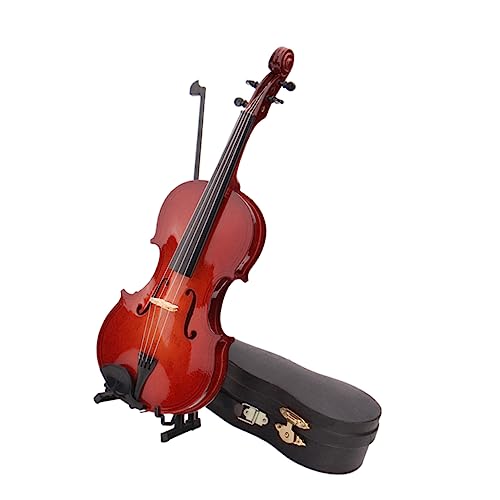 MOLUCKFU Miniatur Violine Modell Musikinstrument Dekoration Für Zuhause 10cm Holzfigur Mit Zubehör Perfekt Als Fotorequisite Oder Für Musikliebhaber von MOLUCKFU